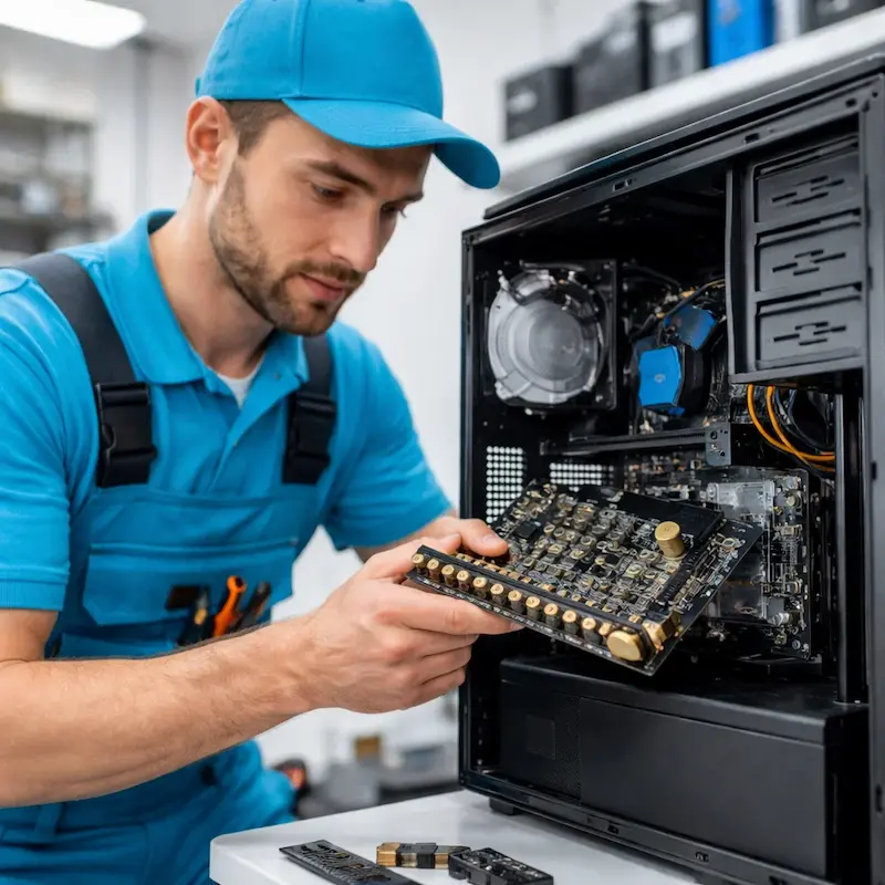 Мастер устанавливает звуковую карту на ПК в Лосино-Петровском